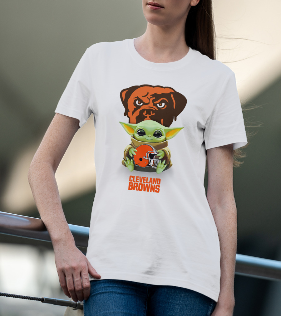 Star Wars Baby Yoda Cleveland Browns Helmet Cleveland Browns T-Shirt