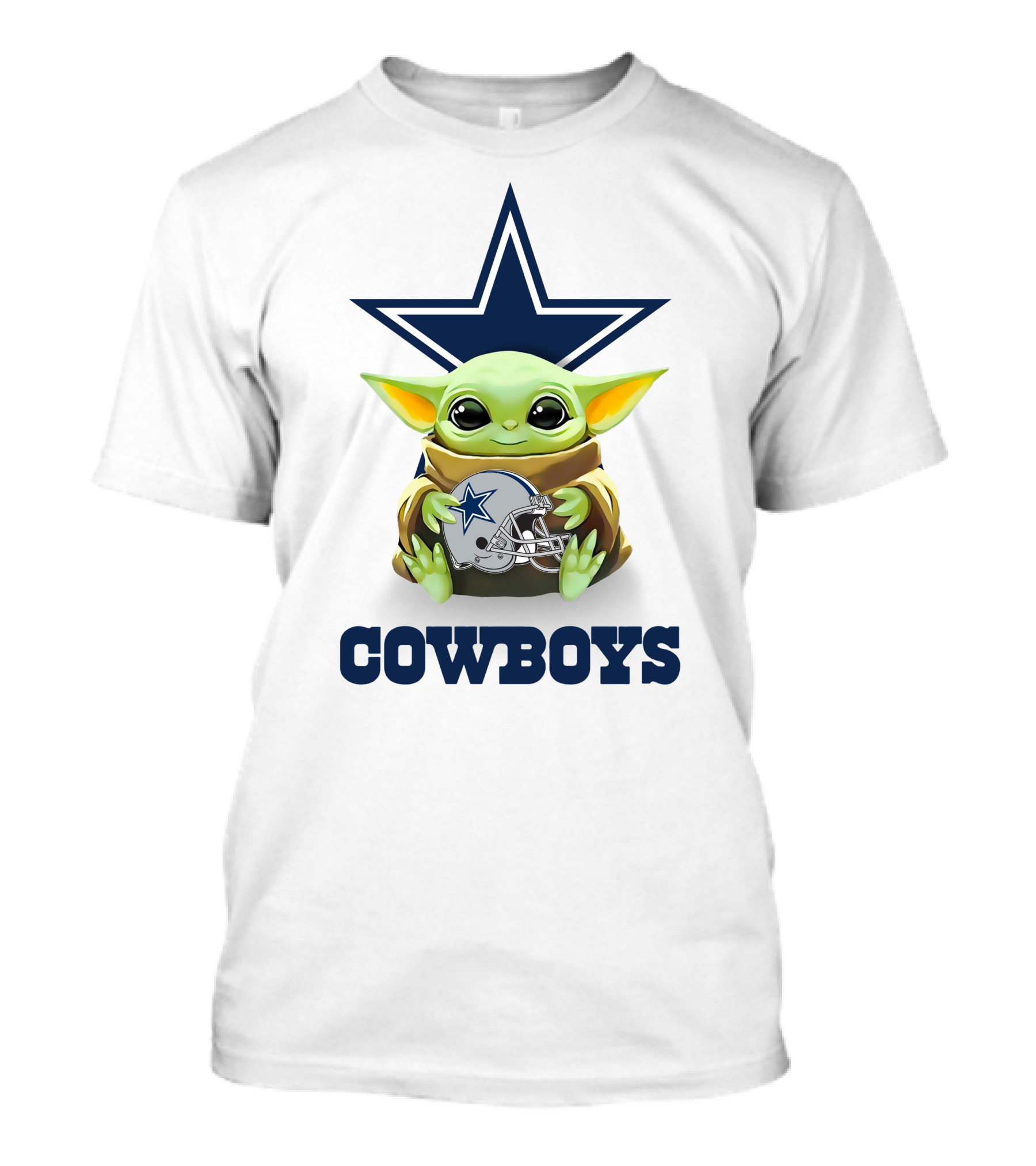 Star Wars Baby Yoda Hug Cowboys Helmet Star T-Shirt