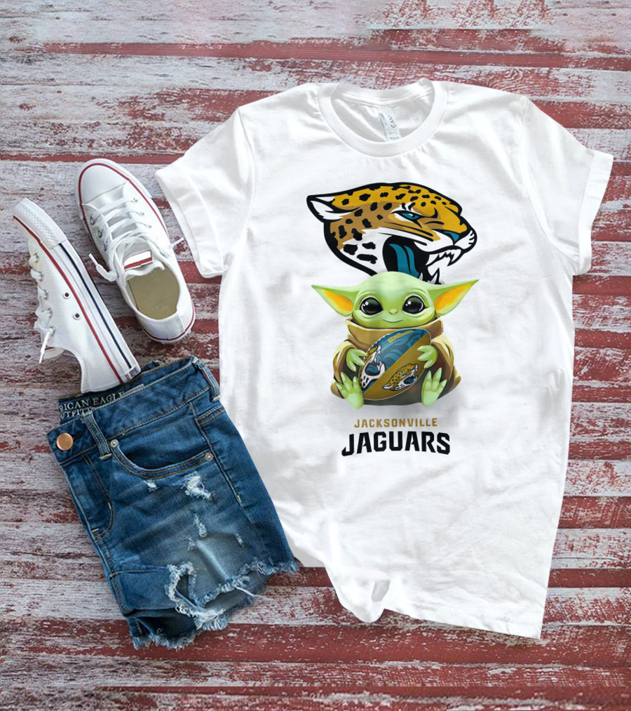 Star Wars Baby Yoda Jacksonville Jaguars Football抱 T-Shirt