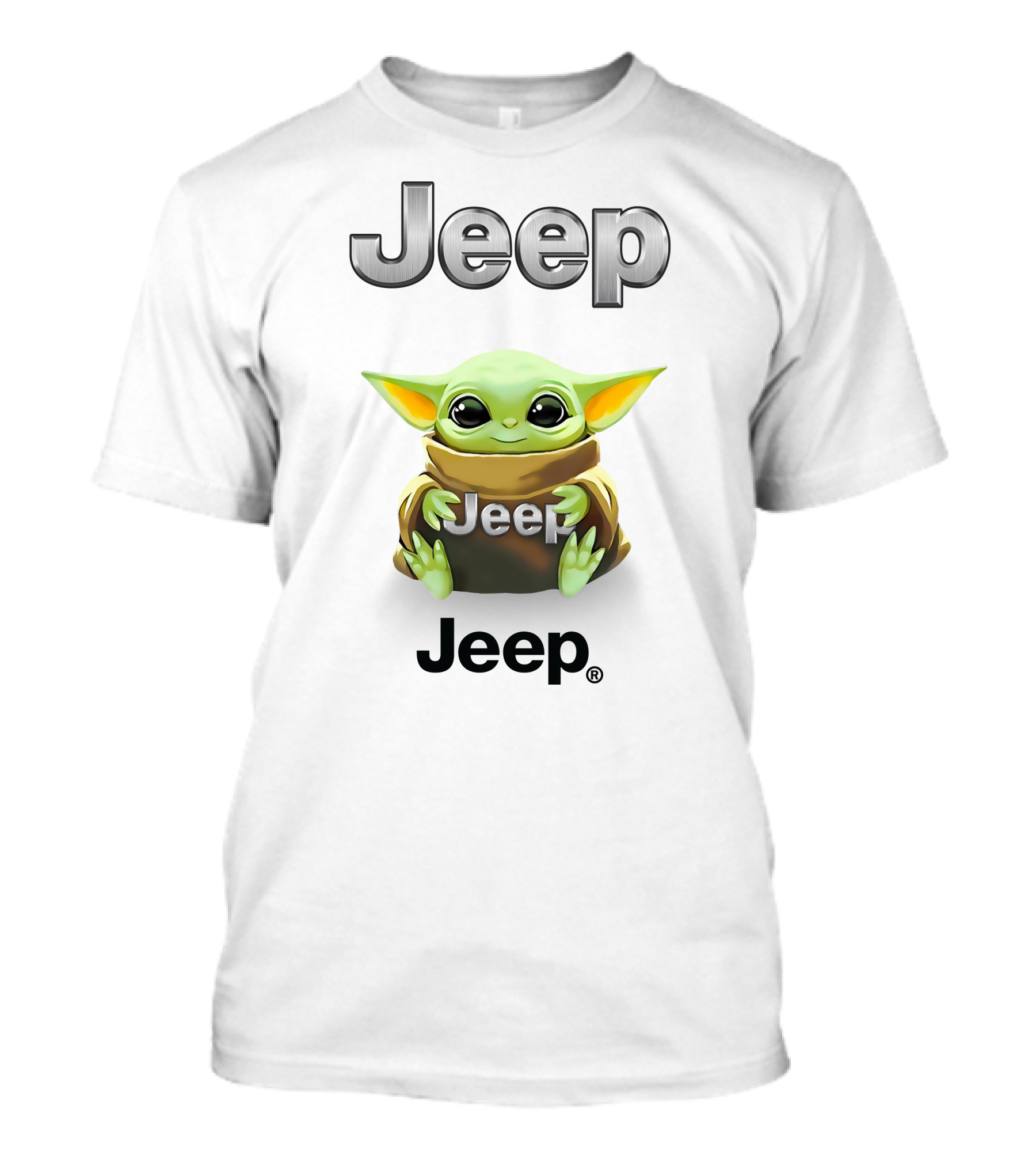 Jeep Baby Yoda Hug Star Wars White T-Shirt