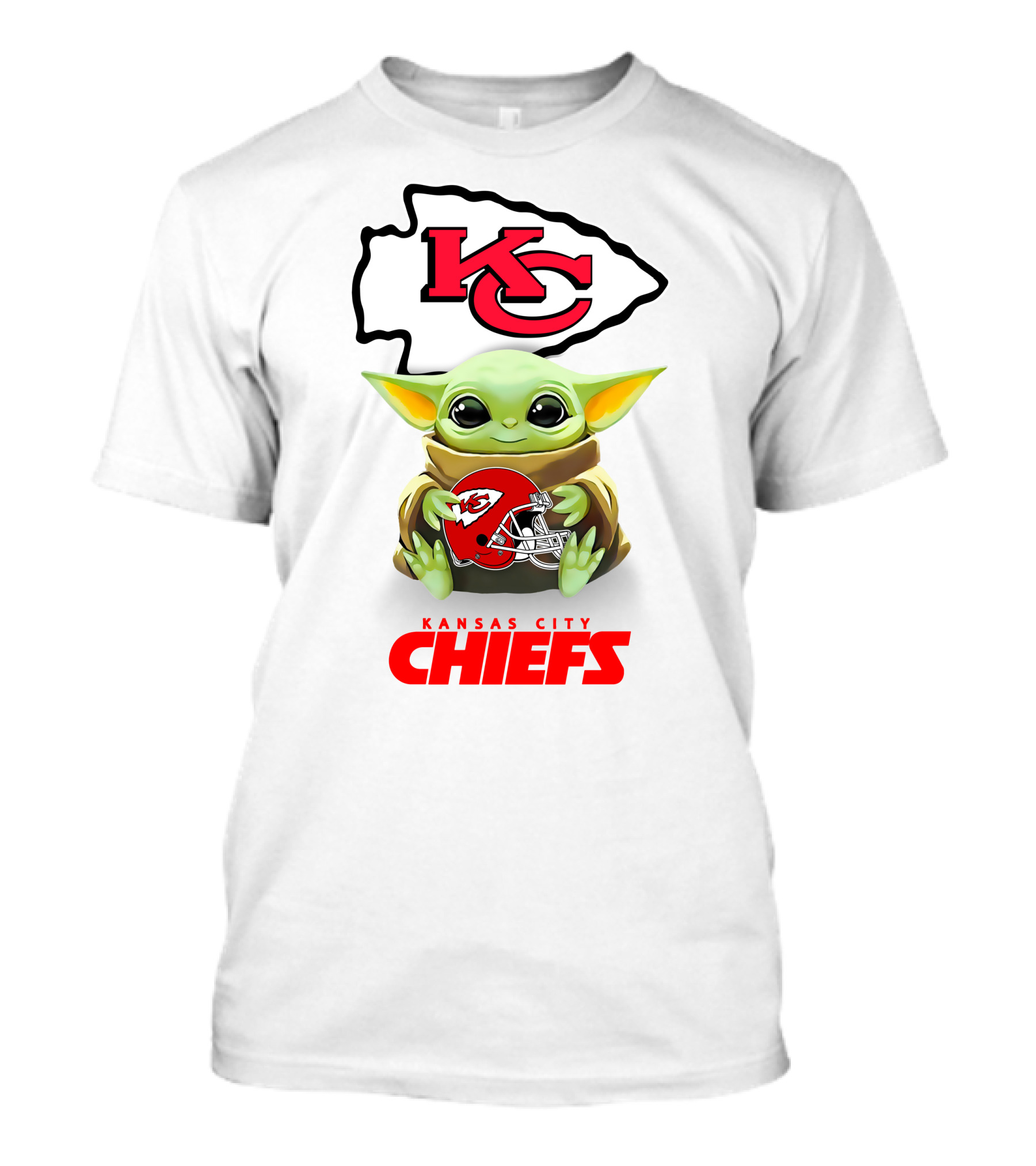 Star Wars Baby Yoda Kansas City Chiefs Helmet Hug T-Shirt
