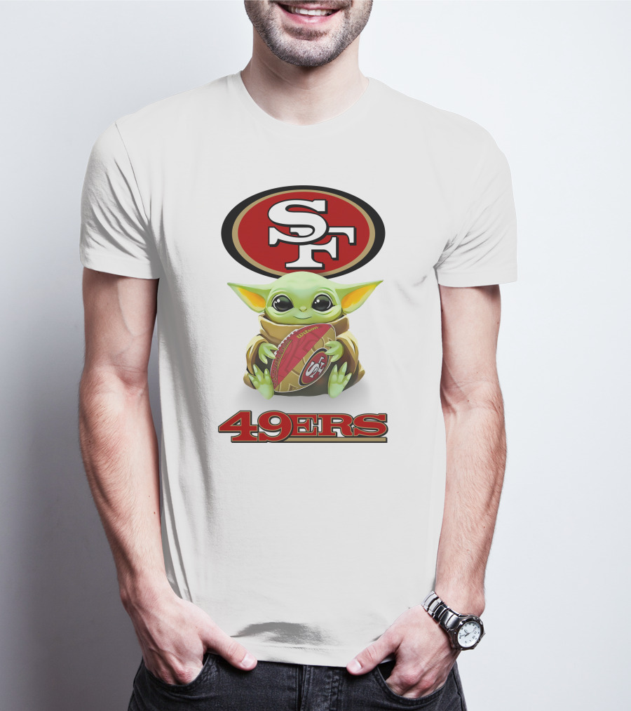 Star Wars Baby Yoda Hugging San Francisco 49ers Football 49ers SF T-Shirt