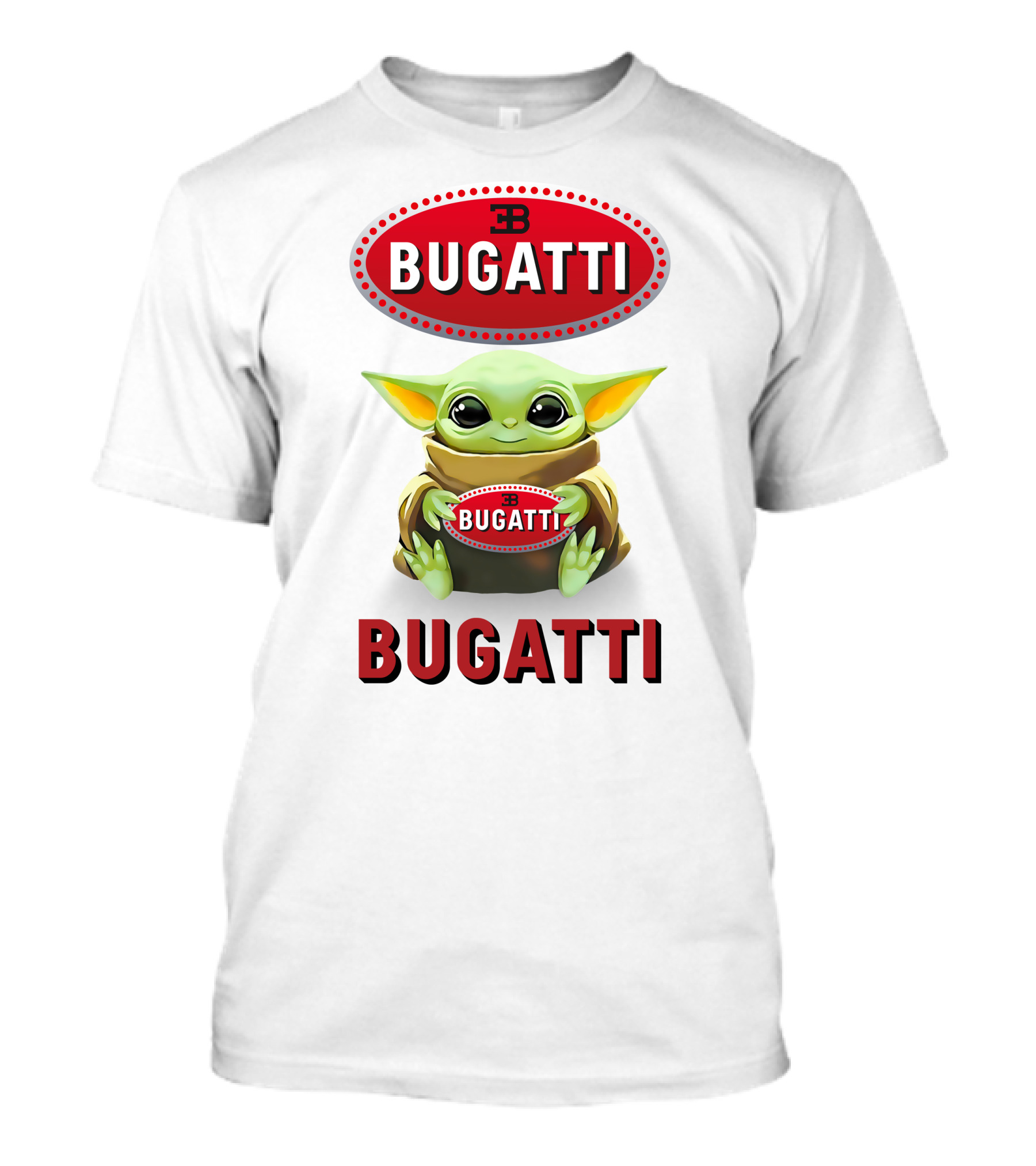 Grogu Bugatti Hug With Bugatti Logo Featuring Grogu Hugging Bugatti Emblem T-Shirt