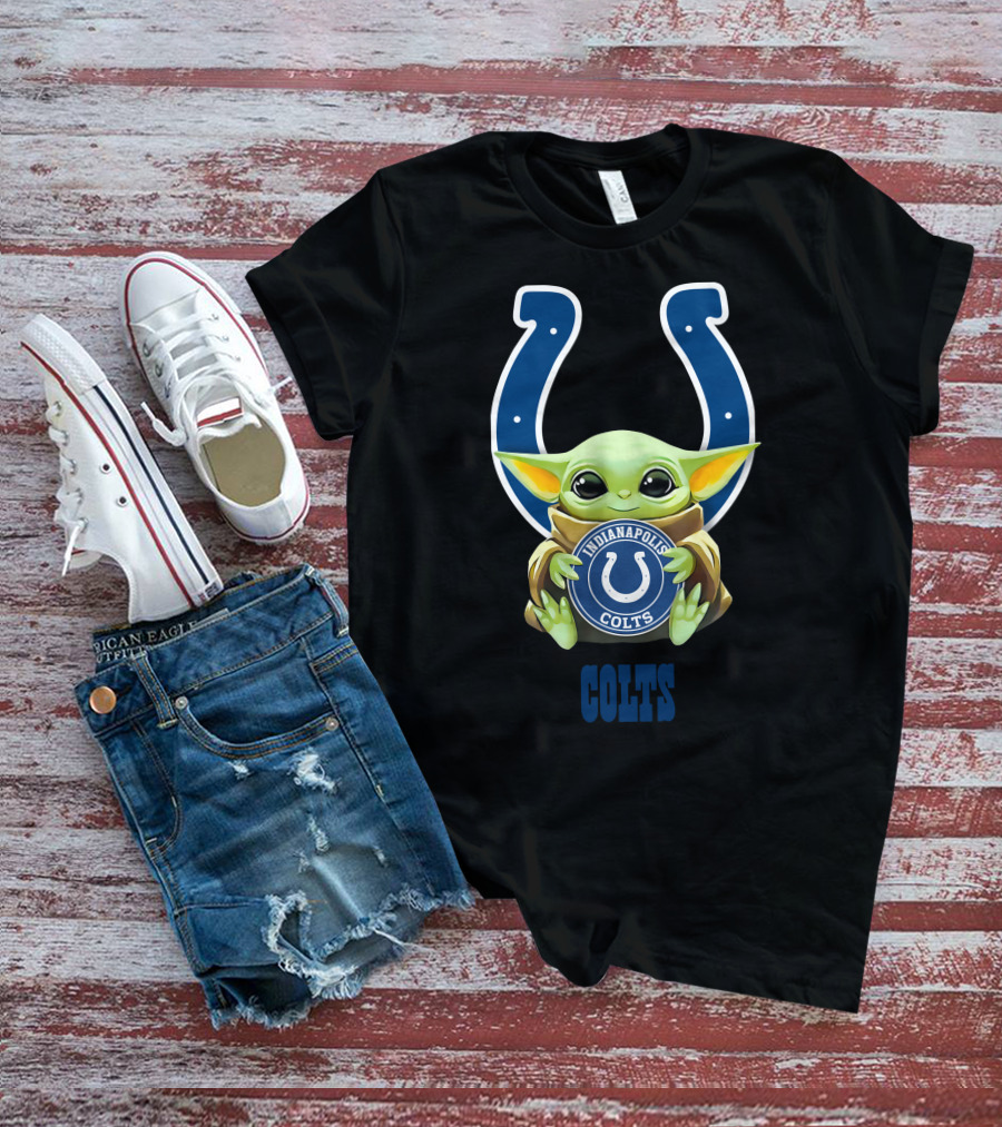 Grogu Hug Indianapolis Colts Horseshoe Logo Colts T-Shirt