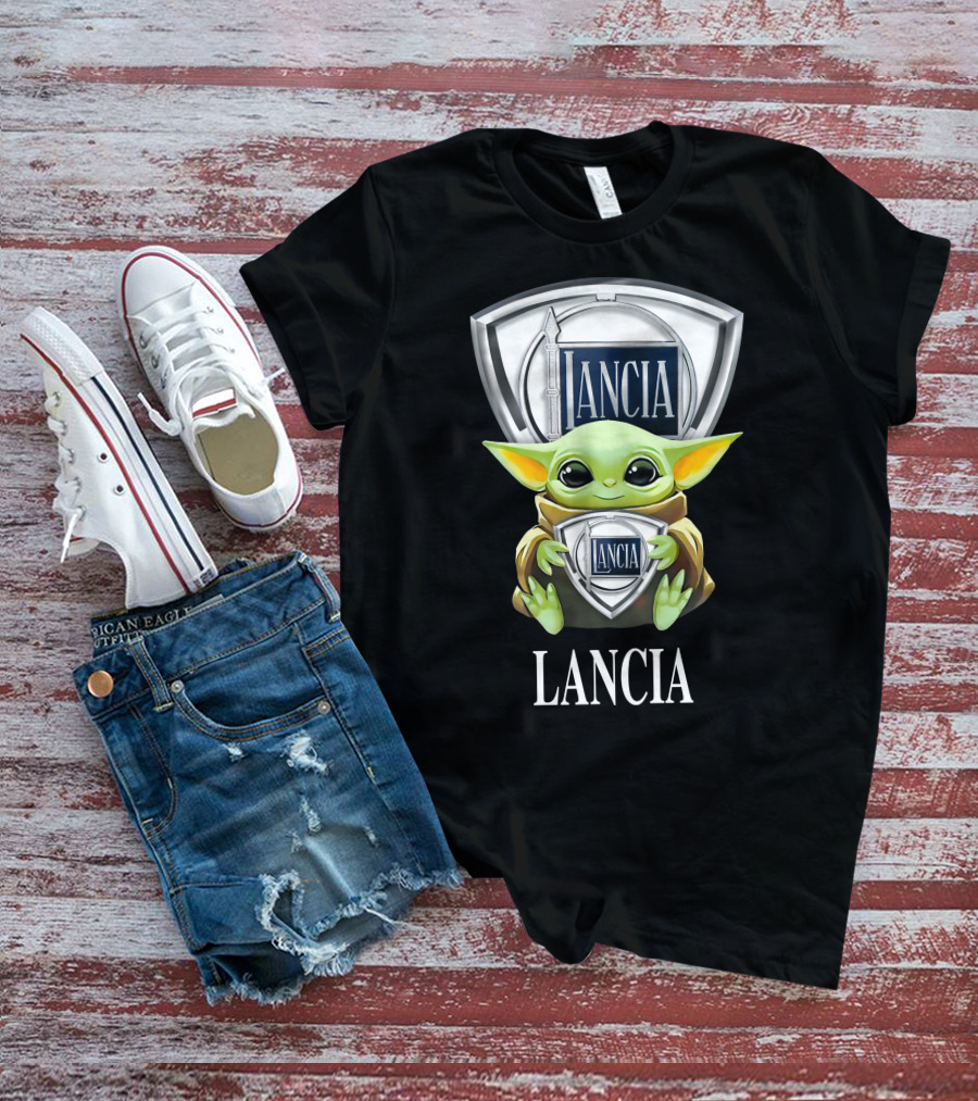 Grogu Holding Lancia Logo With Shield Emblem T-Shirt