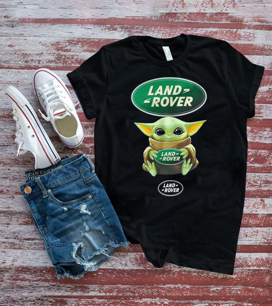 Grogu Holding Land Rover Logo Hug T-Shirt