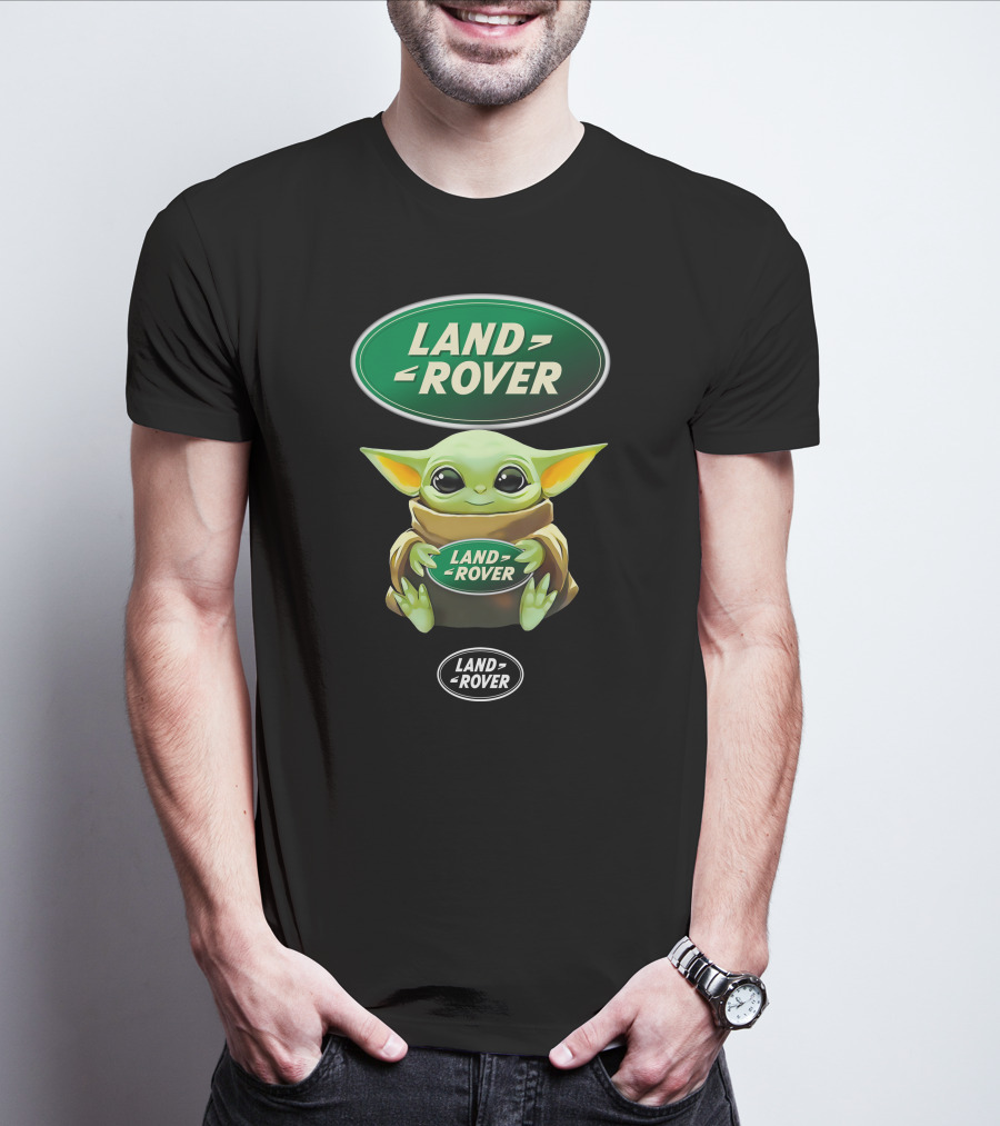 Grogu Holding Land Rover Logo Hug T-Shirt