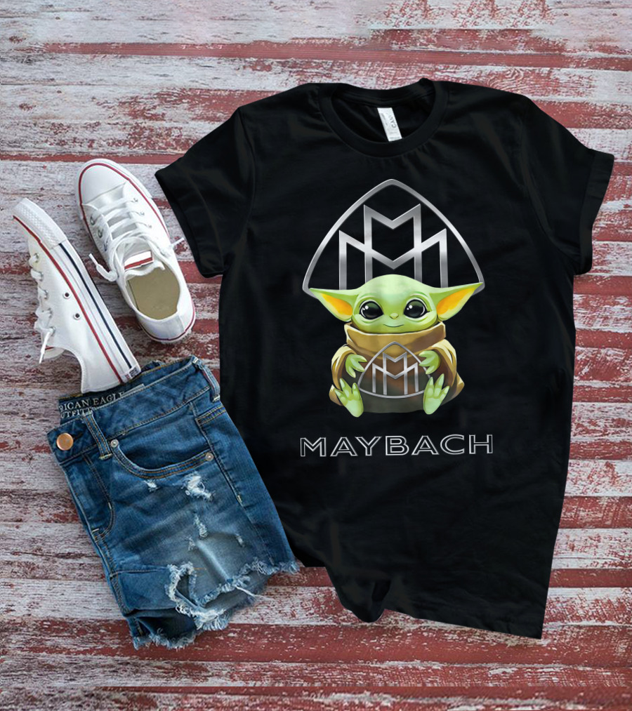 Grogu Holding Maybach Logo Emblem T-Shirt