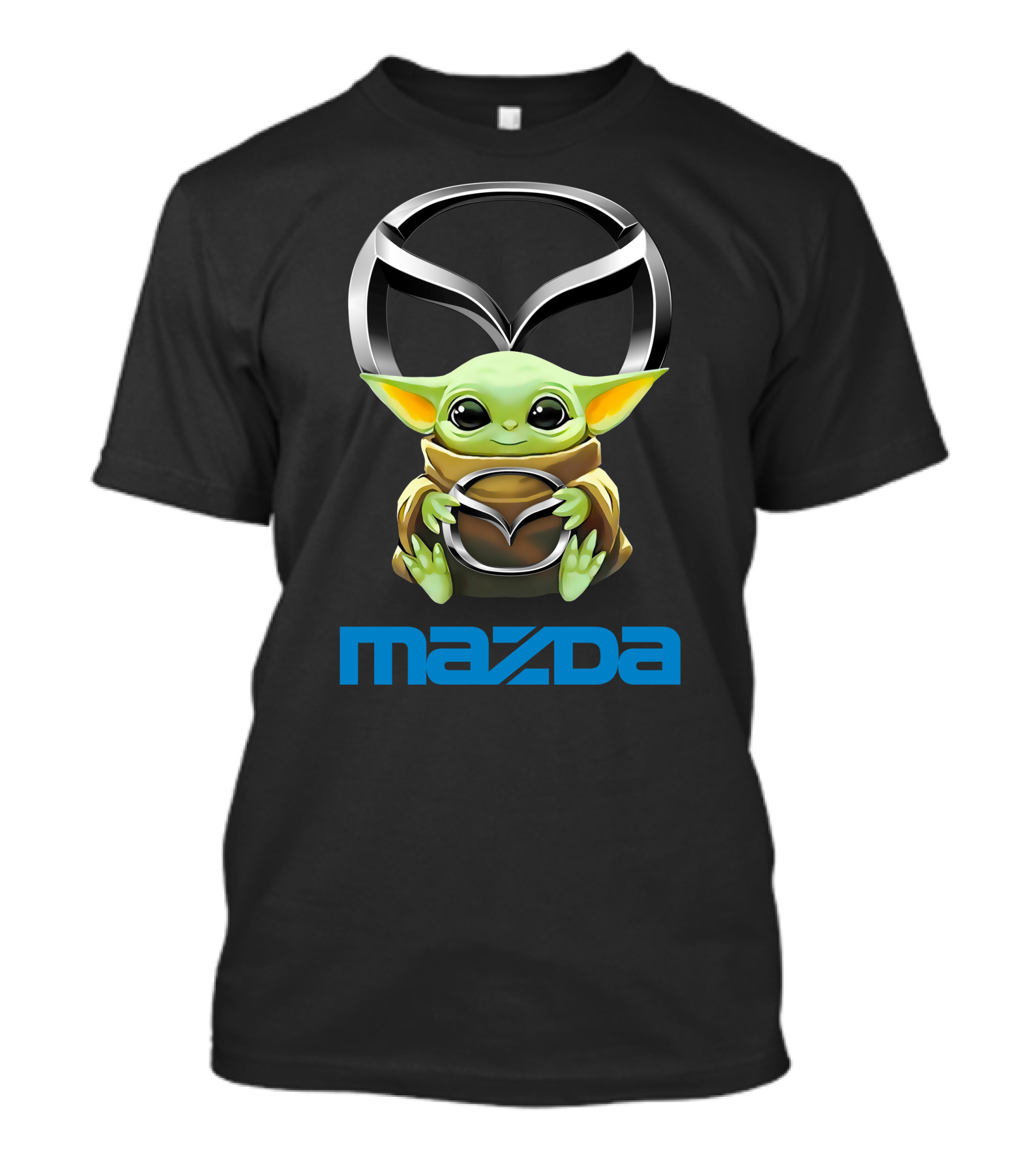 Grogu Holding Mazda Logo With Iconic Symbol Integration T-Shirt