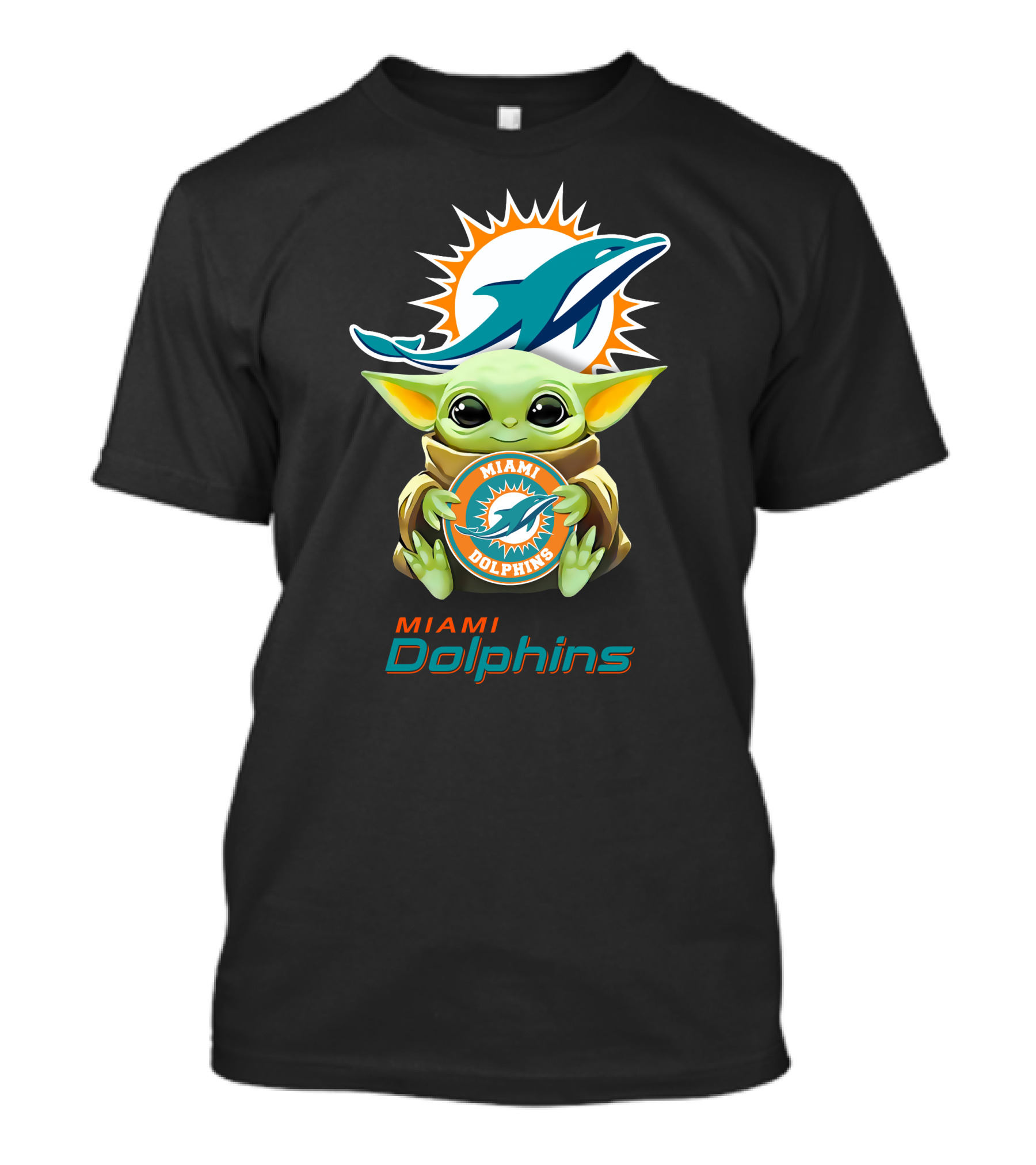 Grogu Holding Miami Dolphins Emblem T-Shirt