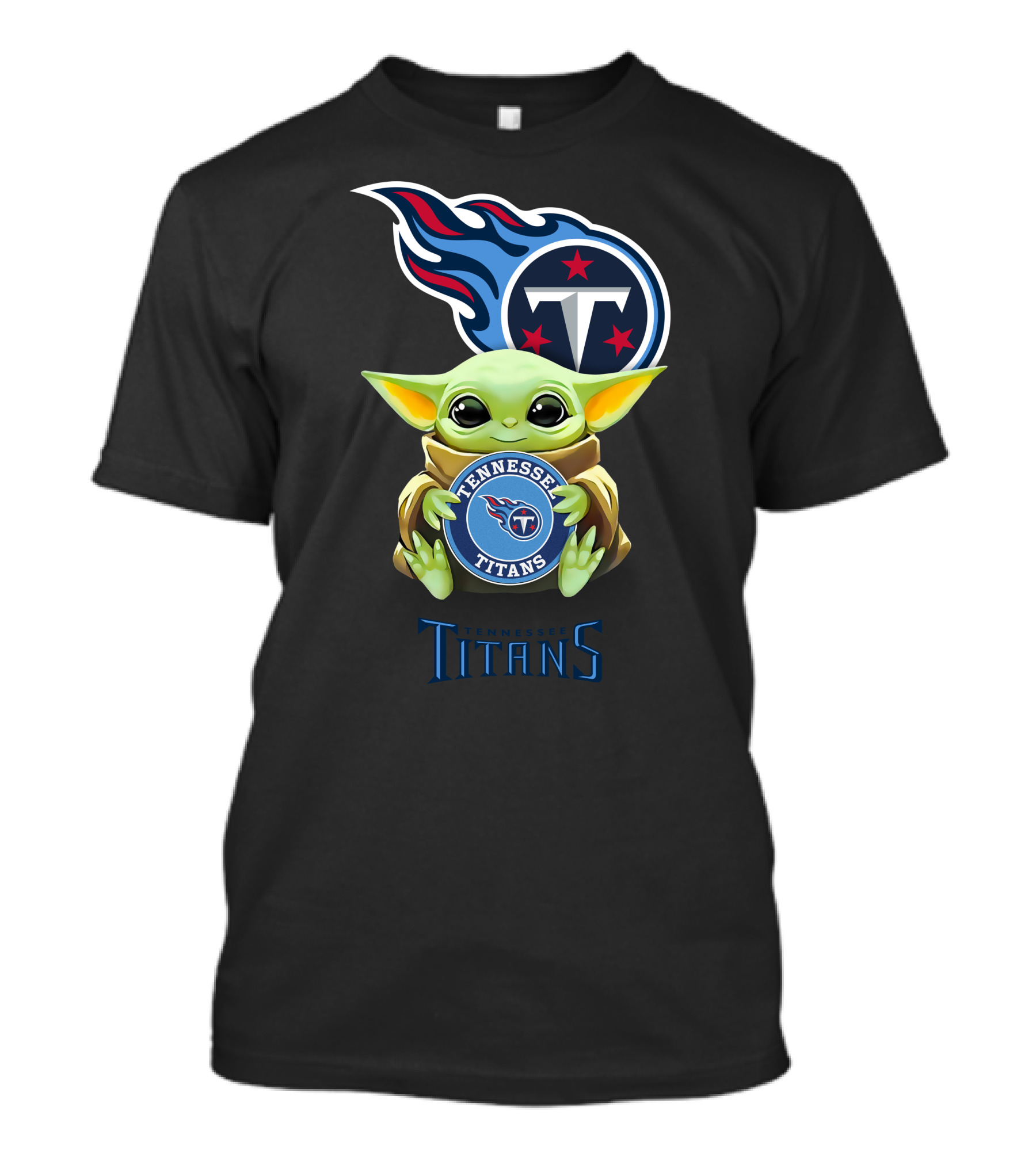 Grogu Tennessee Titans Hug With NFL Team Logo Integration T-Shirt