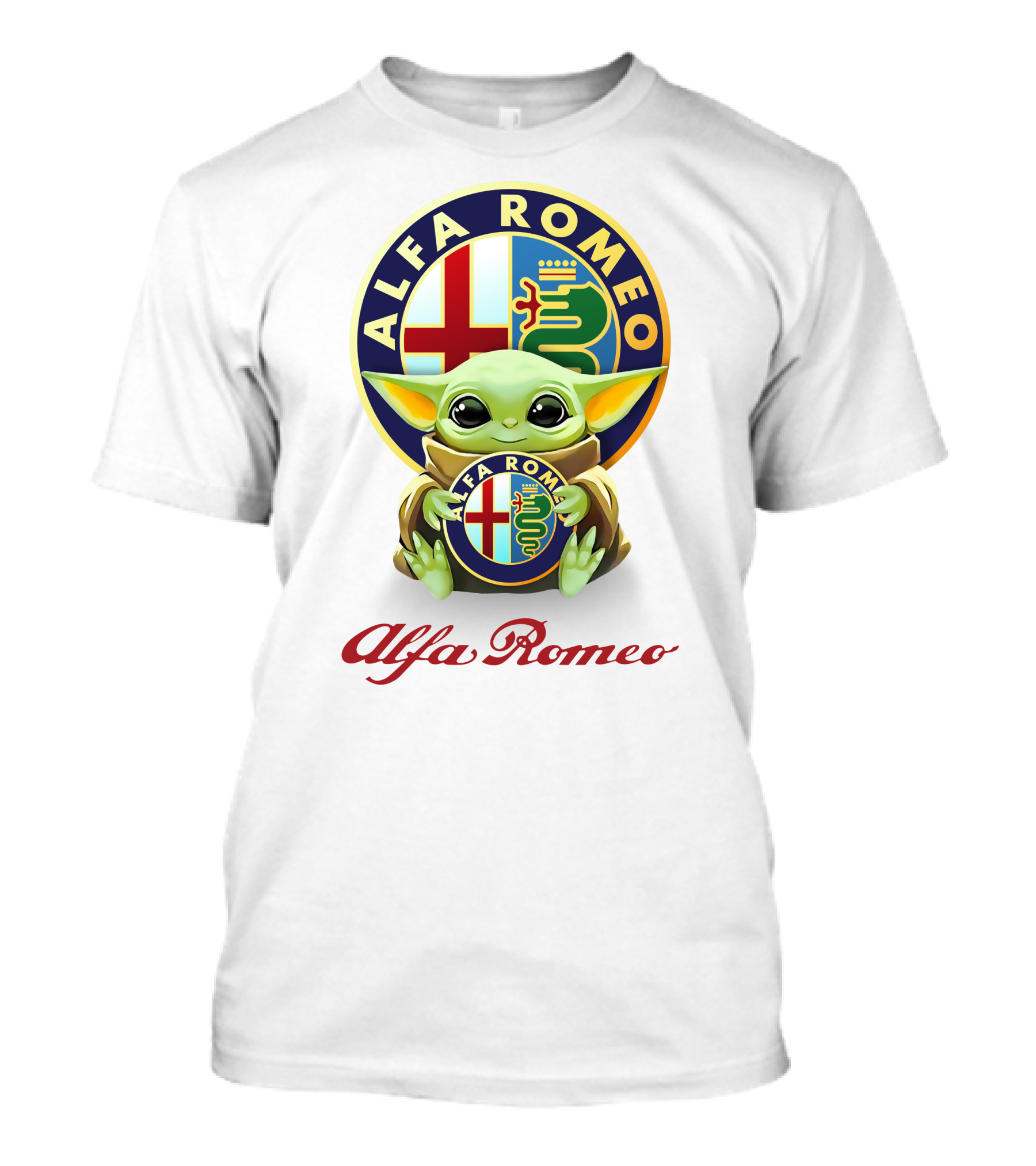 Grogu Holding Alfa Romeo Emblem T-Shirt