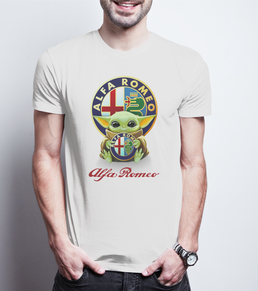 Grogu Holding Alfa Romeo Emblem T-Shirt
