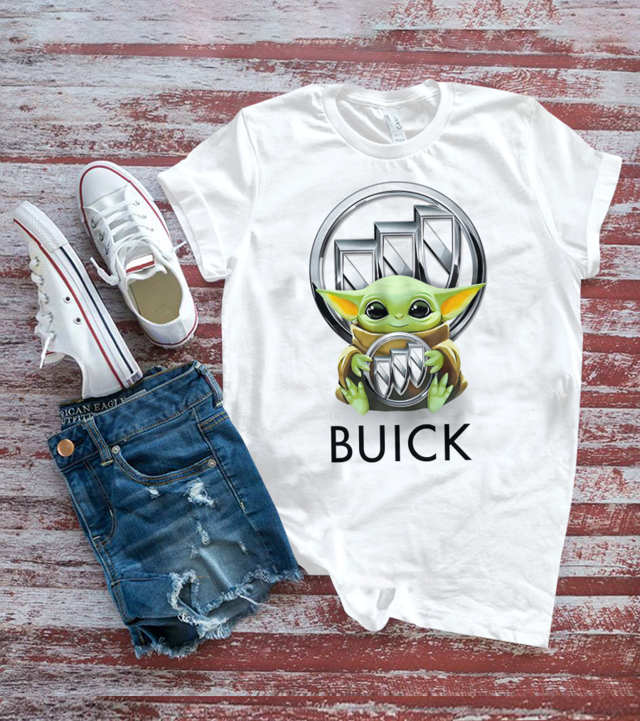 Grogu Hug Buick Emblem White T-Shirt