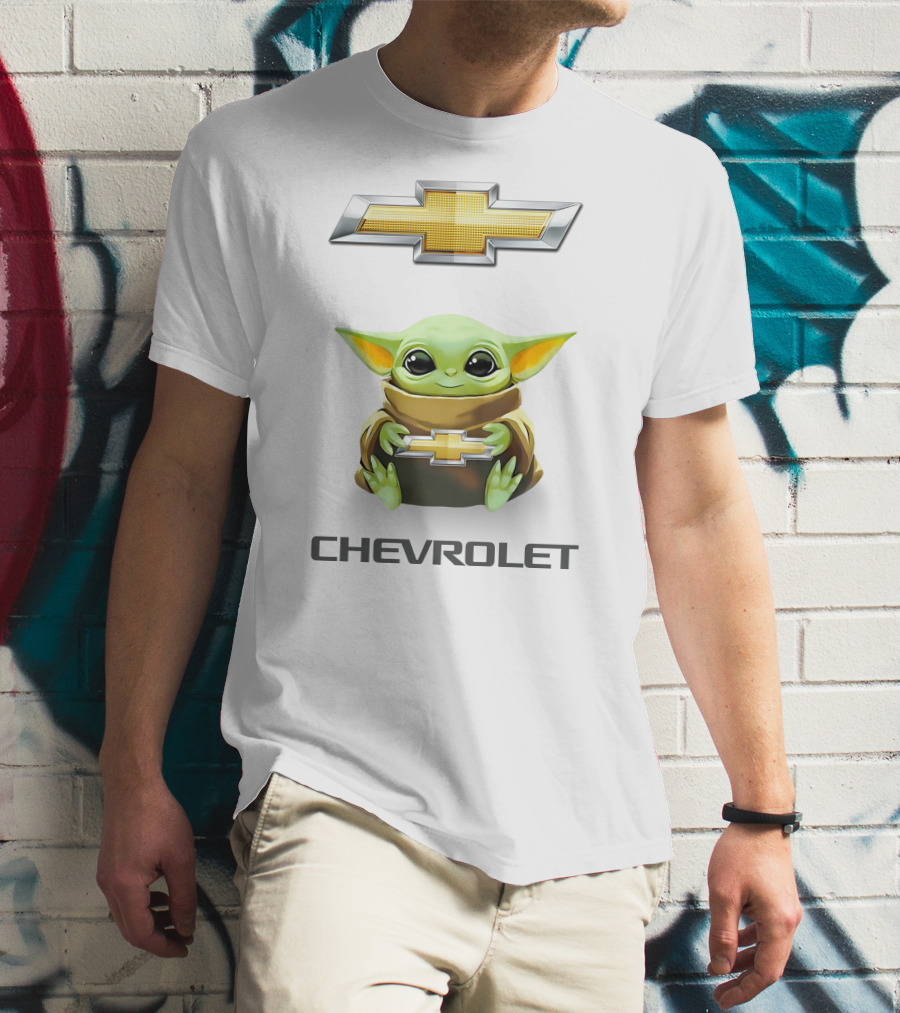 Grogu Holding Chevrolet Emblem T-Shirt