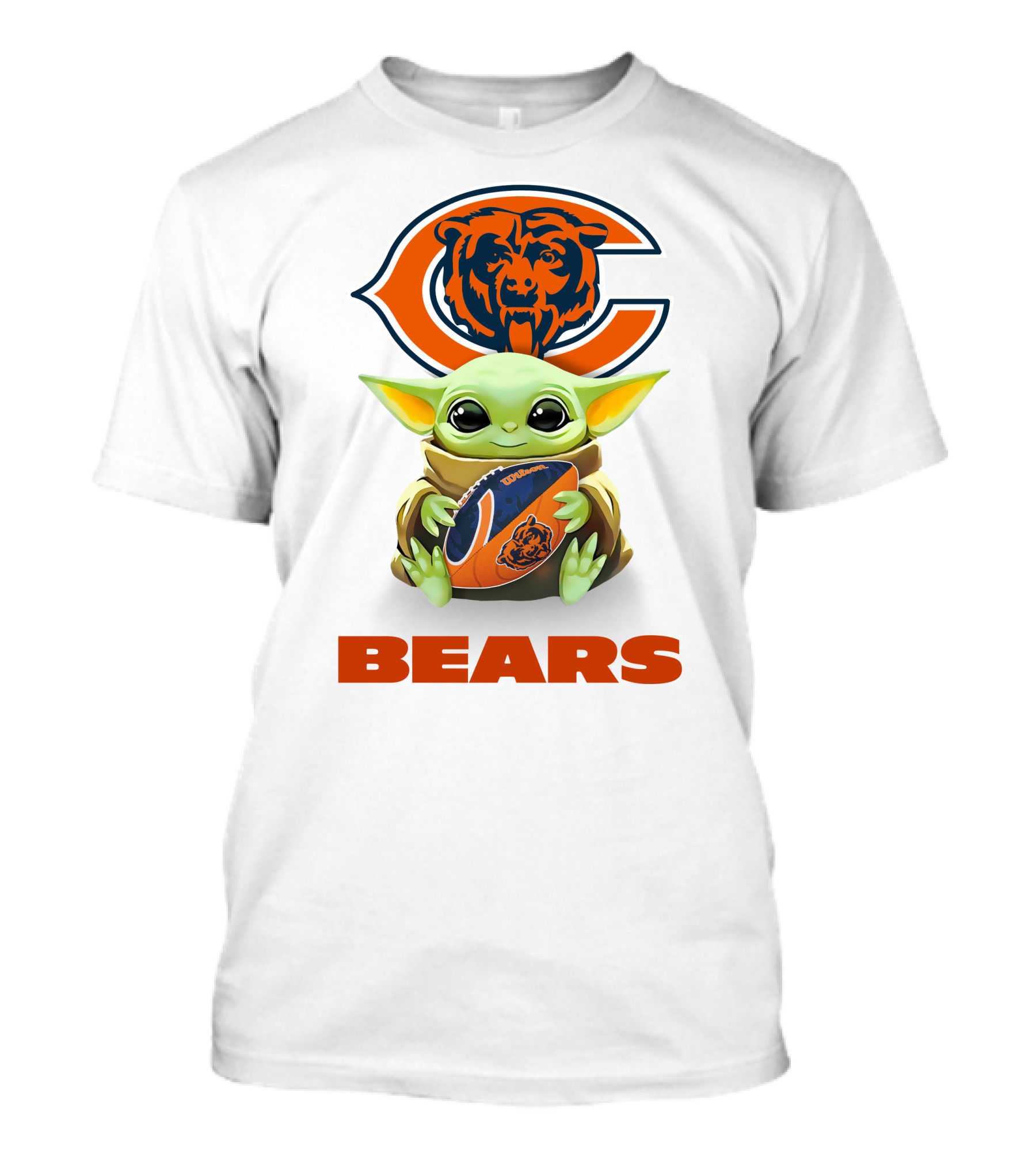 Chicago Bears Grogu Holding Football With Team T-Shirt