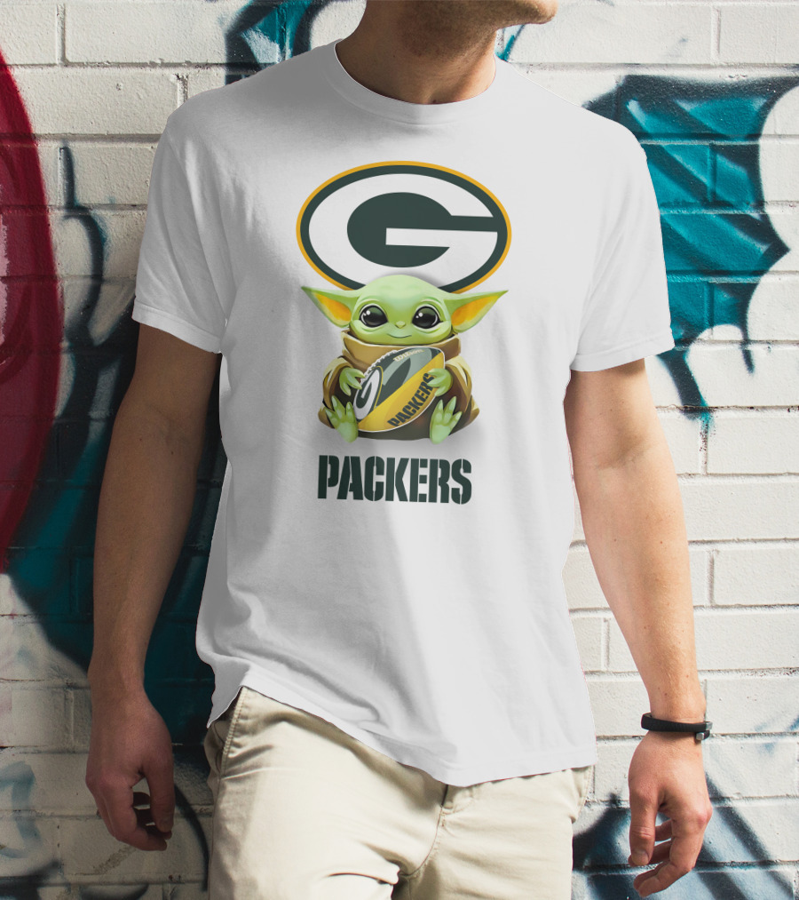 Grogu Hug Packers Green Bay Football Tailgate White T-Shirt