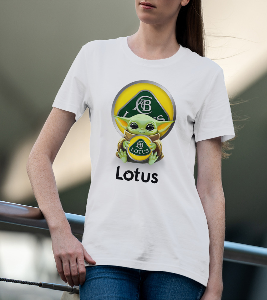 Grogu Hug Ab Lotus Logo Green And Yellow T-Shirt