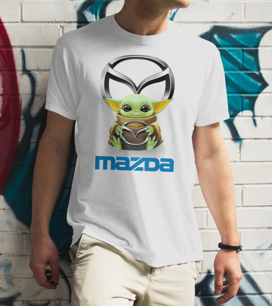 Grogu Hugging Mazda Logo Anime T-Shirt