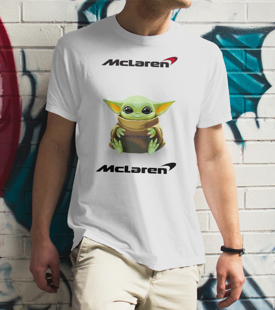 Grogu Hug McLaren Logo White T-Shirt