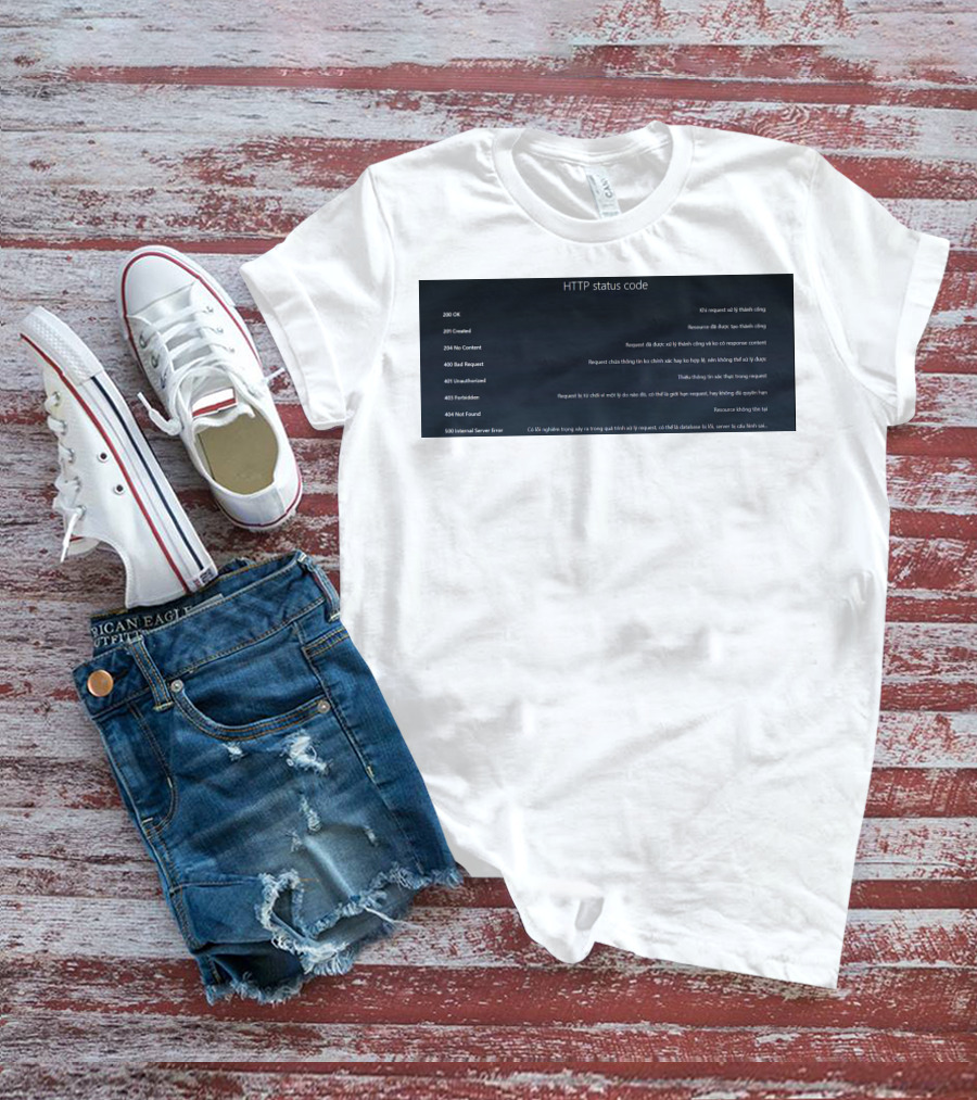 HTTP Status Code 200 OK 201 Created 204 No Content 400 Bad Request 401 Unauthorized 403 Forbidden 404 Not Found 500 Internal Server Error T-Shirt