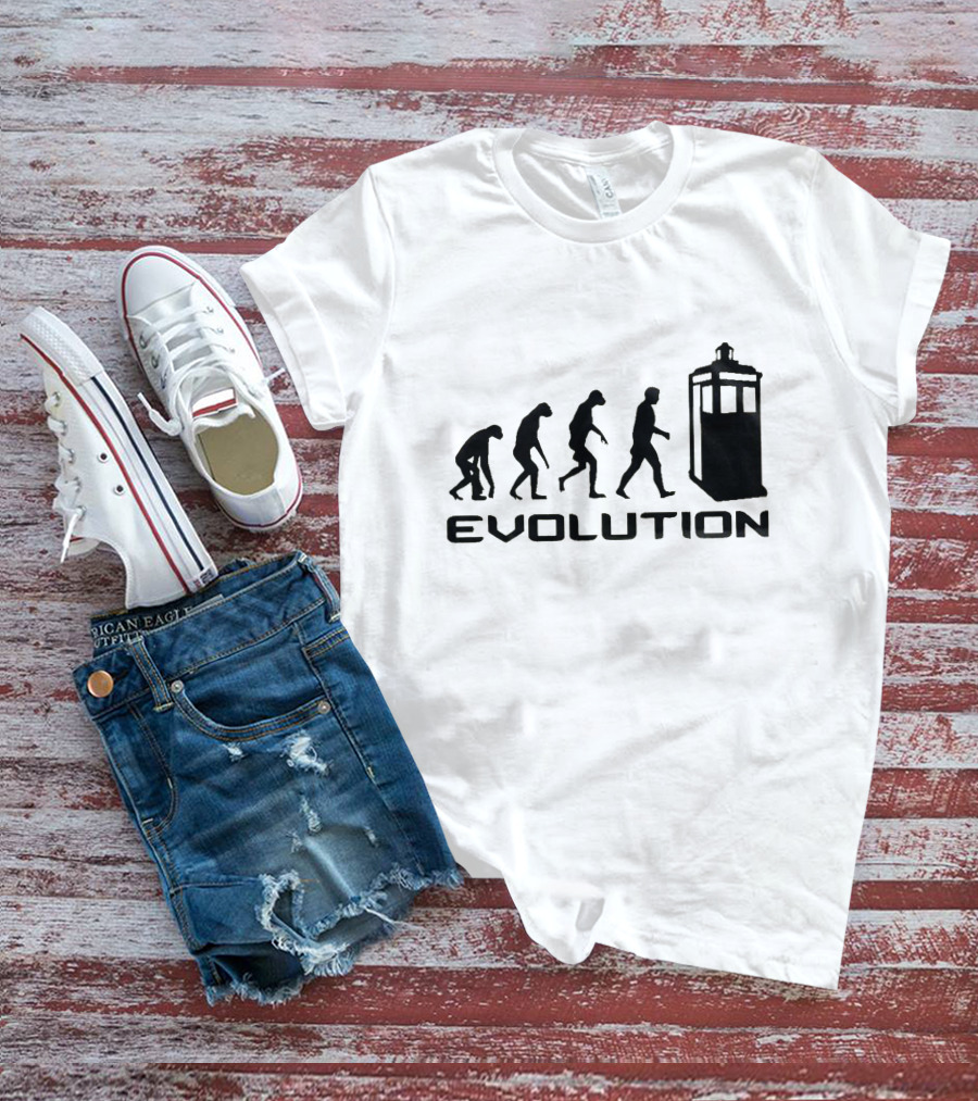 Whovians Evolution TARDIS Silhouette Transformation T-Shirt