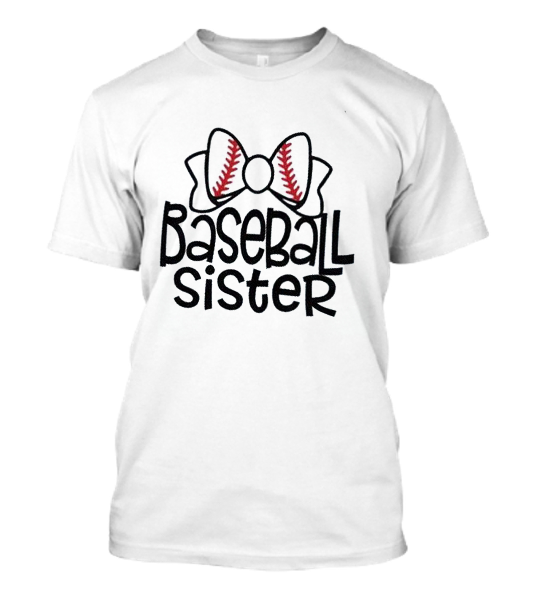 Baseball Sister With Baseball-Themed Bow T-Shirt