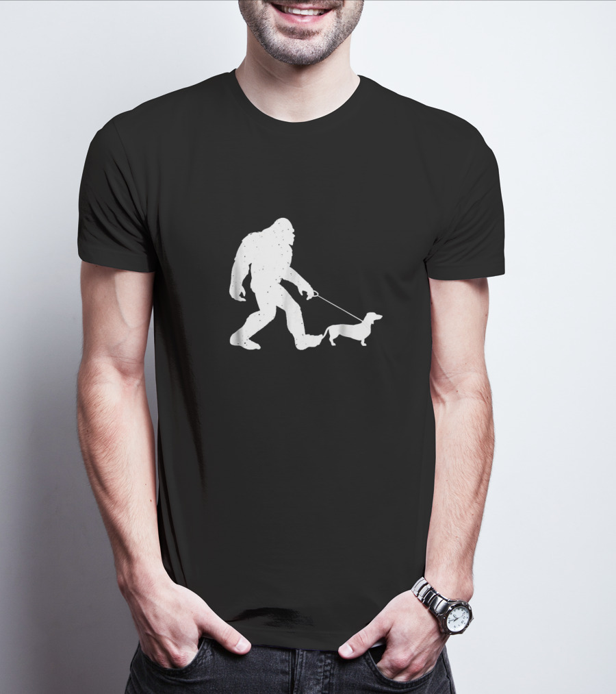 Bigfoot Walking Funny Wiener Dog Dachshund T-Shirt