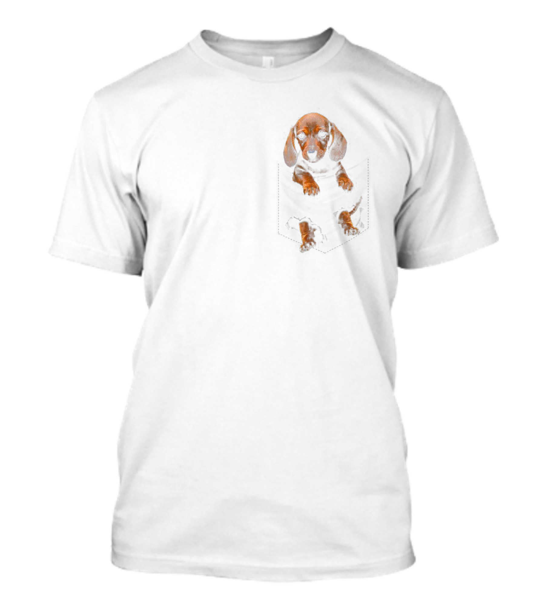 Dachshund Weiner Dog Puppy In Pocket T-Shirt