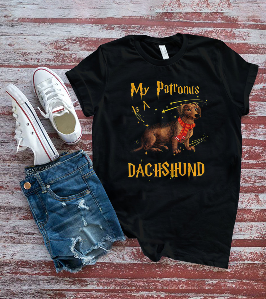 My Patronus Is A Dachshund Dog With Magic Wand And Stars T-Shirt