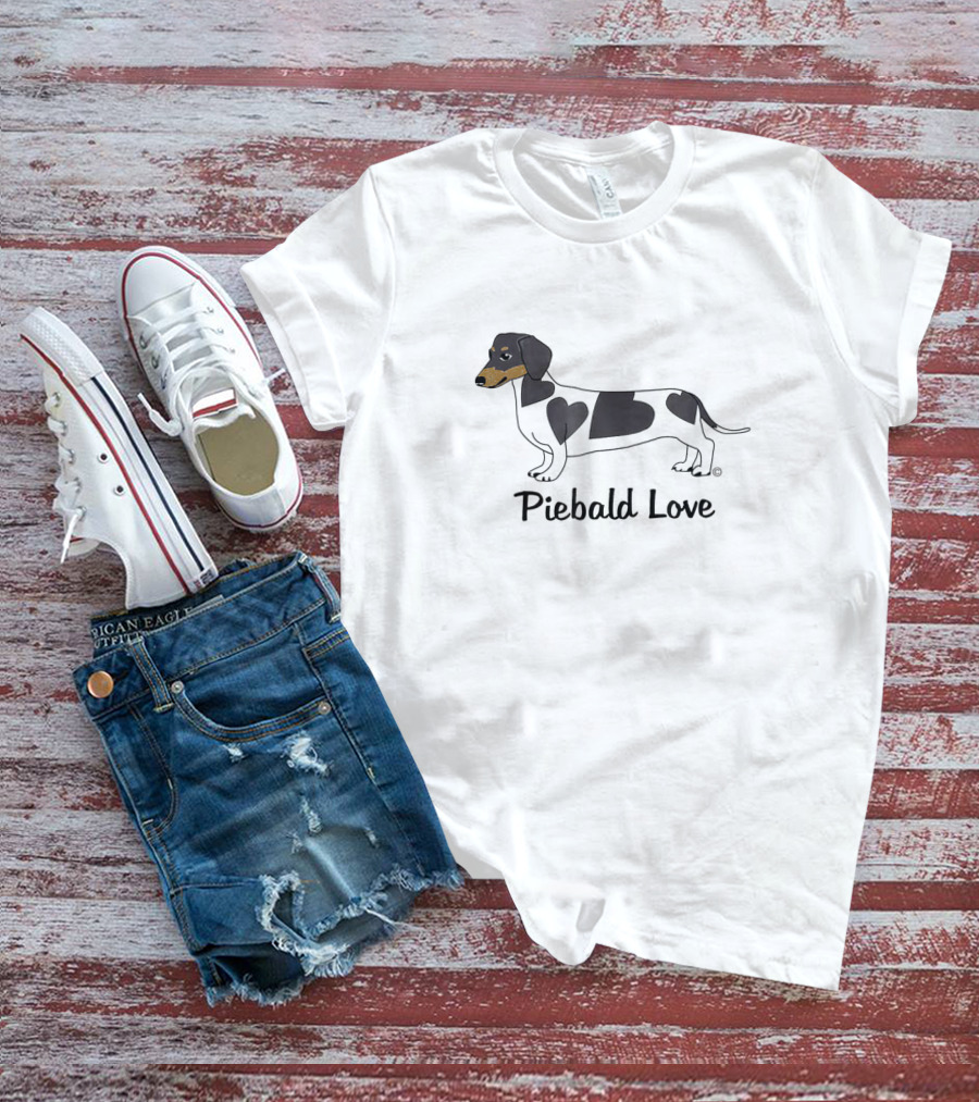 Piebald Love Dachshund With Heart T-Shirt