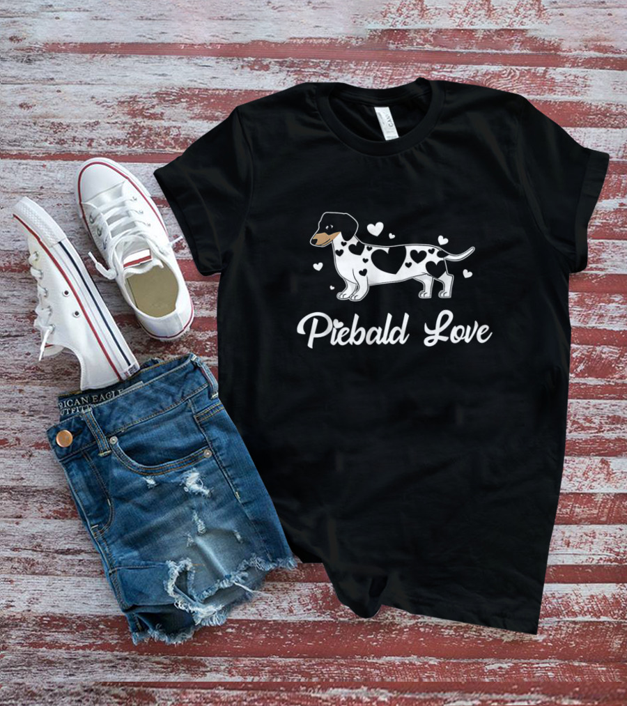 Piebald Love Wiener Dog Heart Design For Puppy Lovers T-Shirt