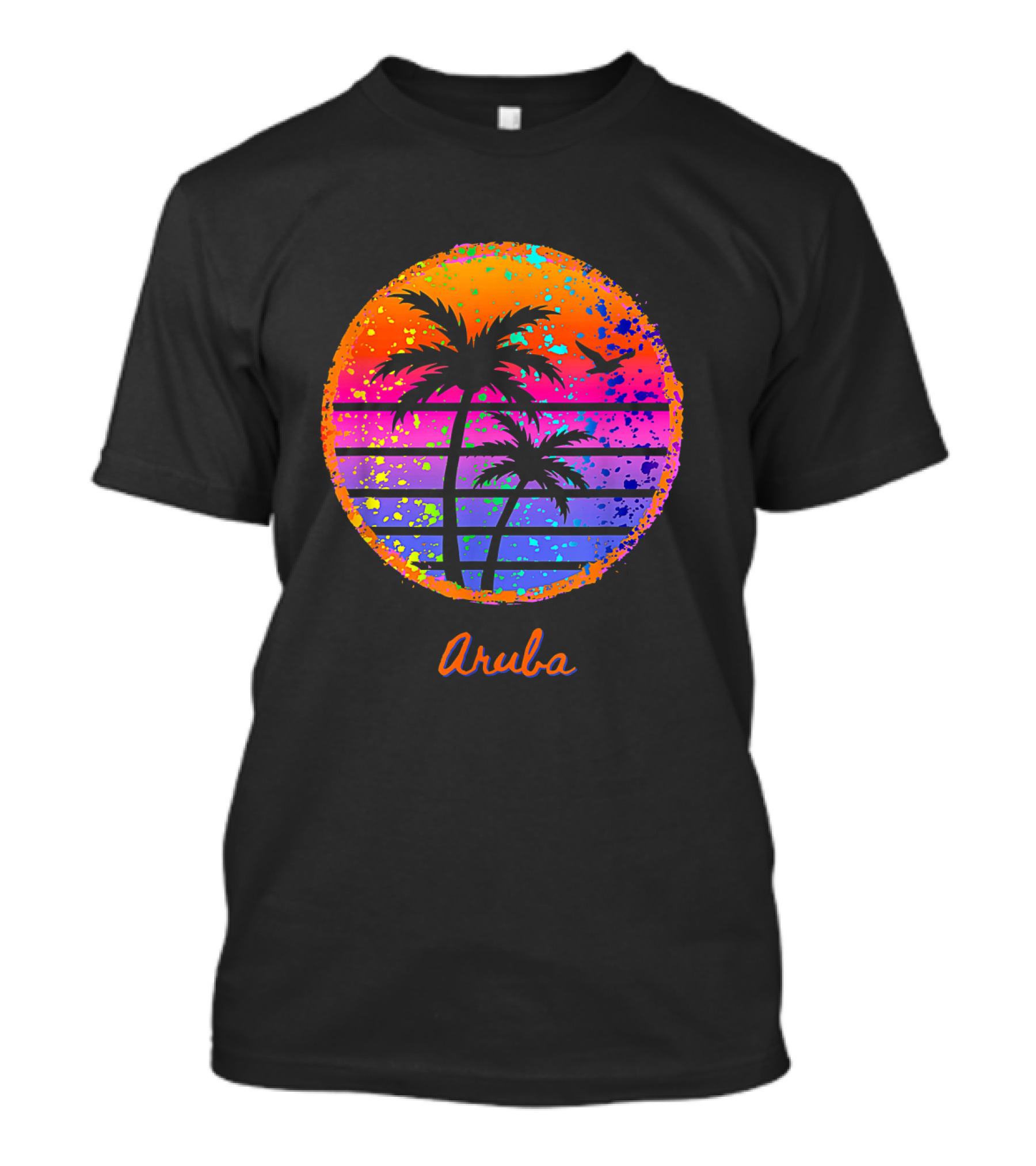 Aruba Palm Tree Tropical Sunset Family Vacation T-Shirt