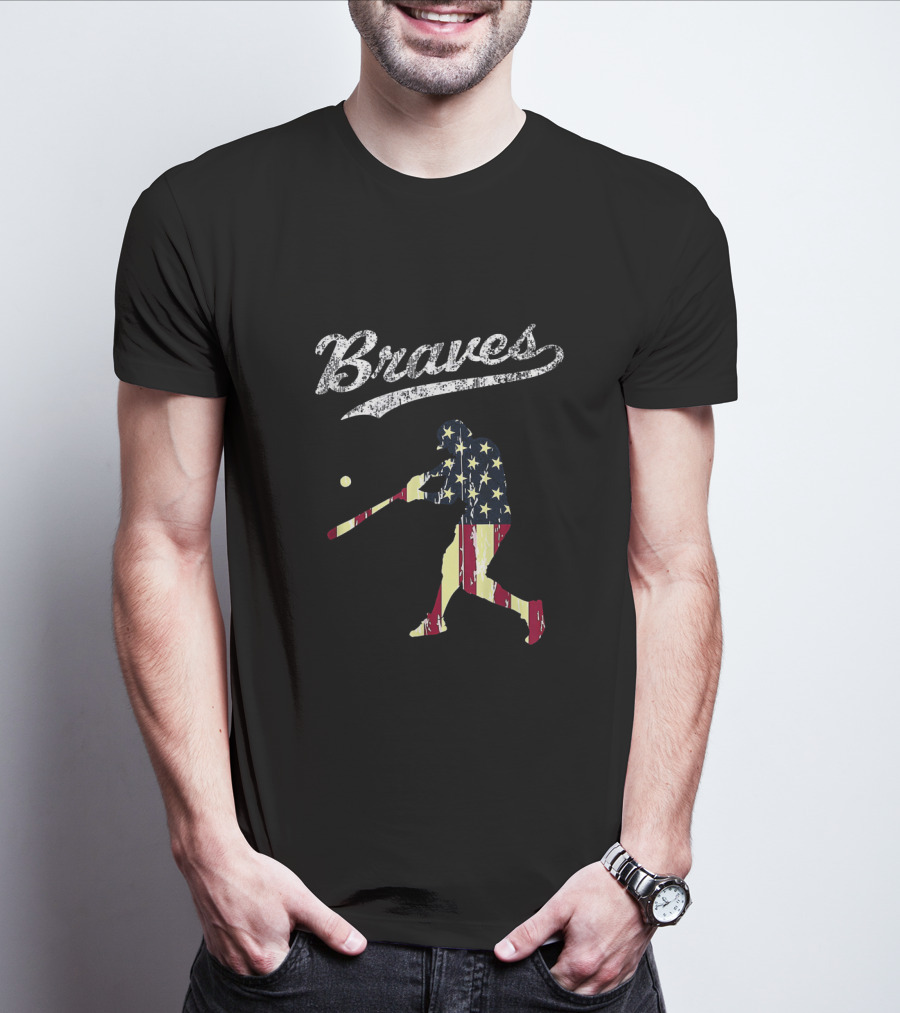 Braves Vintage USA Flag Baseball T-Shirt