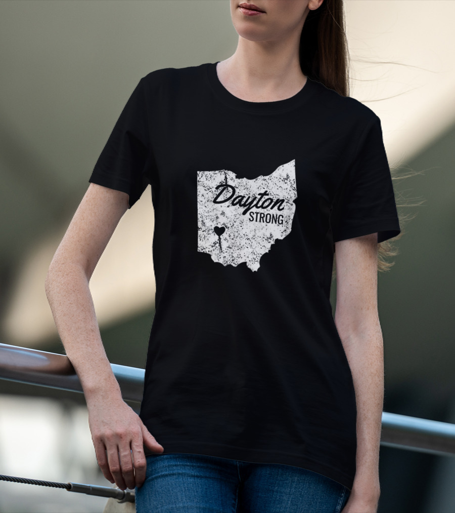 Dayton Strong Ohio Map With Heart Symbol Memorial T-Shirt