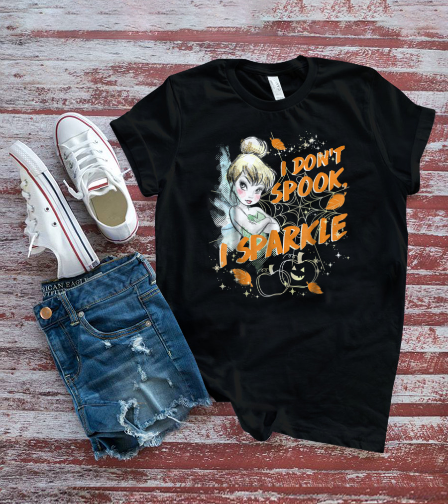 Tinkerbell I Don't Spook I Sparkle Halloween Pumpkin Leaves T-Shirt