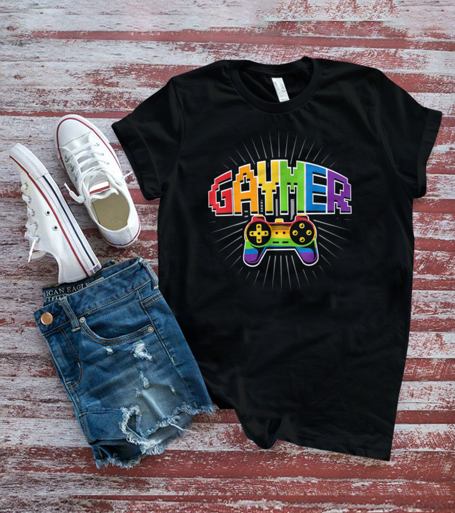 Threadrock Men's Gaymer Rainbow Love Controller Pride T-Shirt