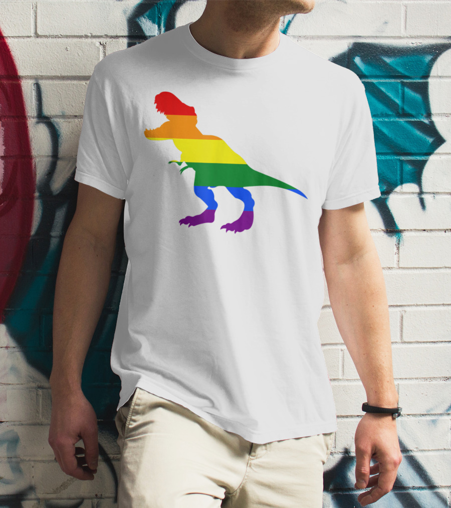 Dino Pride Rainbow Flag LBGT T-Rex Pride Month T-Shirt