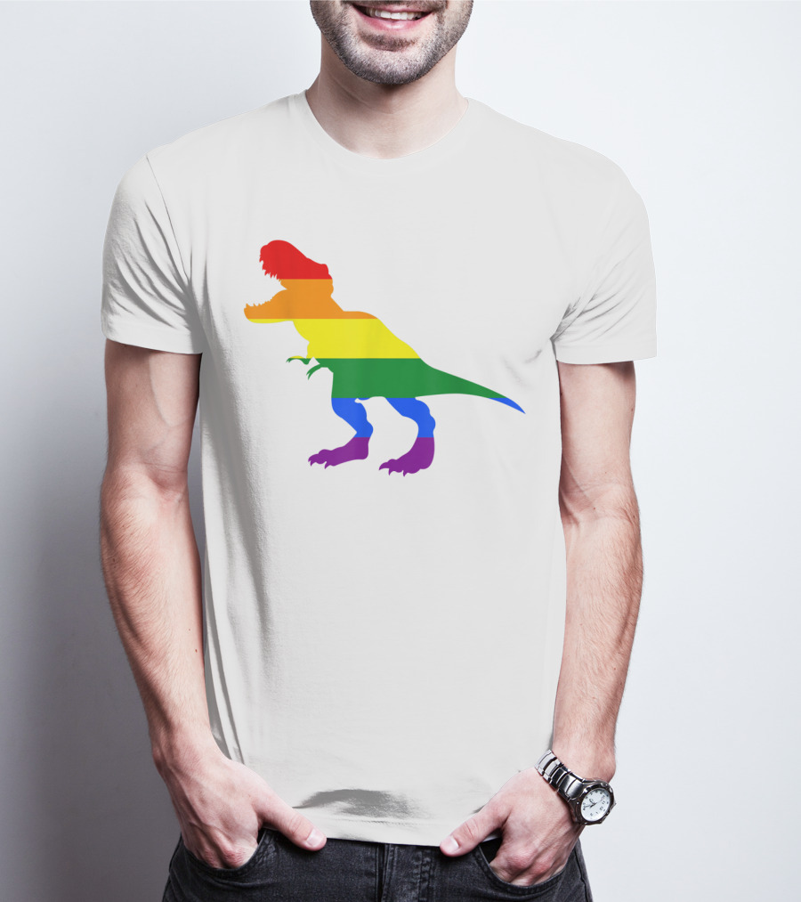 Dino Pride Rainbow Flag LBGT T-Rex Pride Month T-Shirt