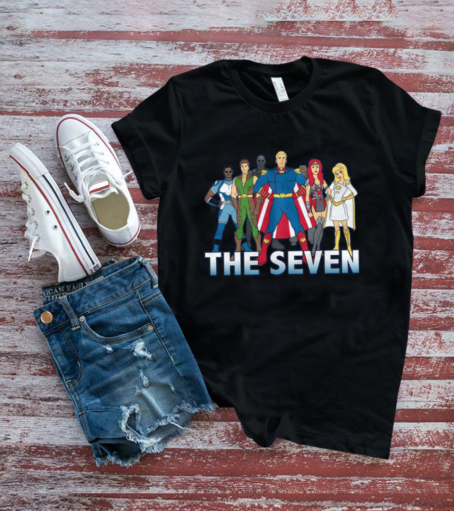 The Seven Cartoon Parody Superhero Team Art Ript Crossover T-Shirt