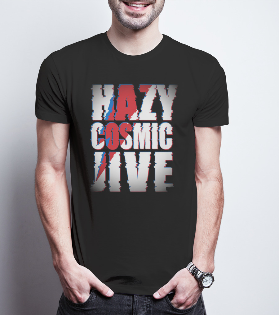 Hazy Cosmic Jive Ziggy Stardust Style Lightning Bolt T-Shirt