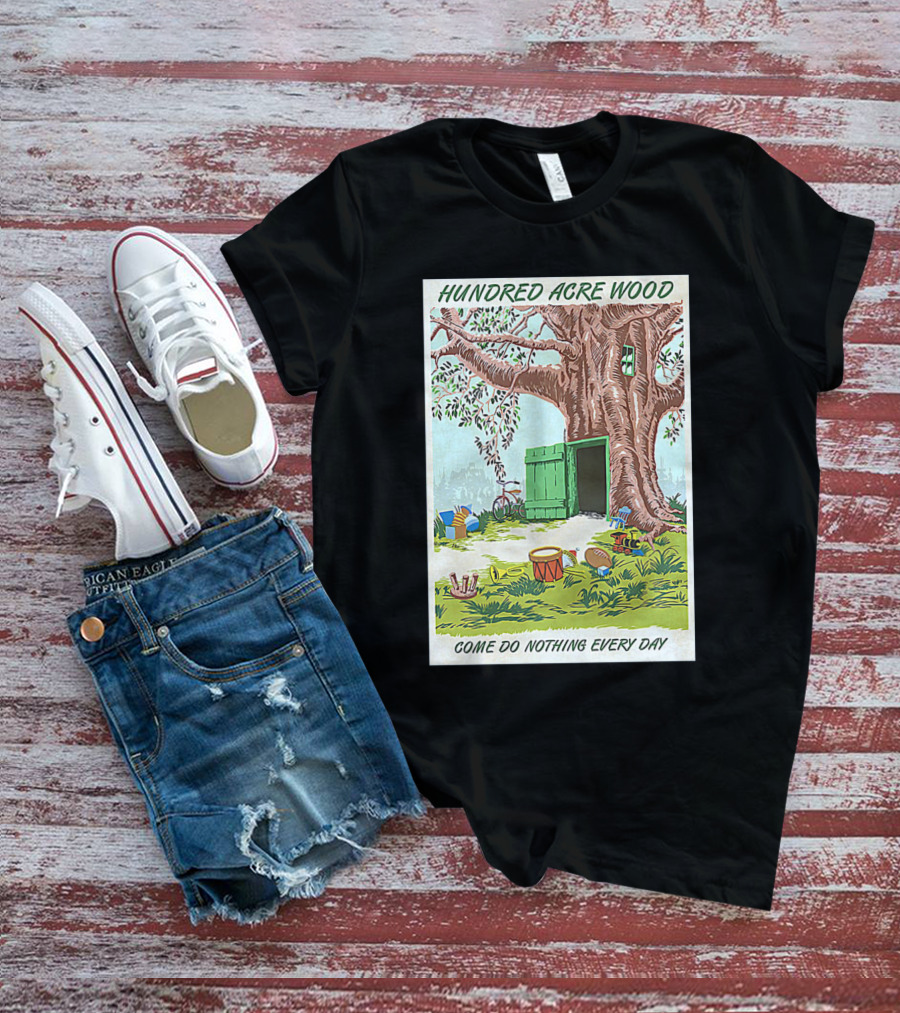 Hundred Acre Wood Come Do Nothing Every Day Vintage Tree Scene T-Shirt