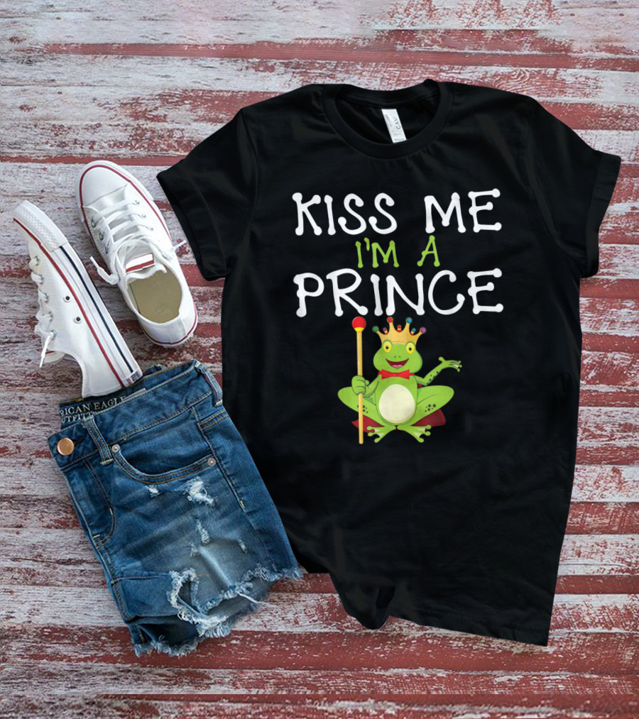 Kiss Me I'm A Frog Prince With Crown And Scepter T-Shirt