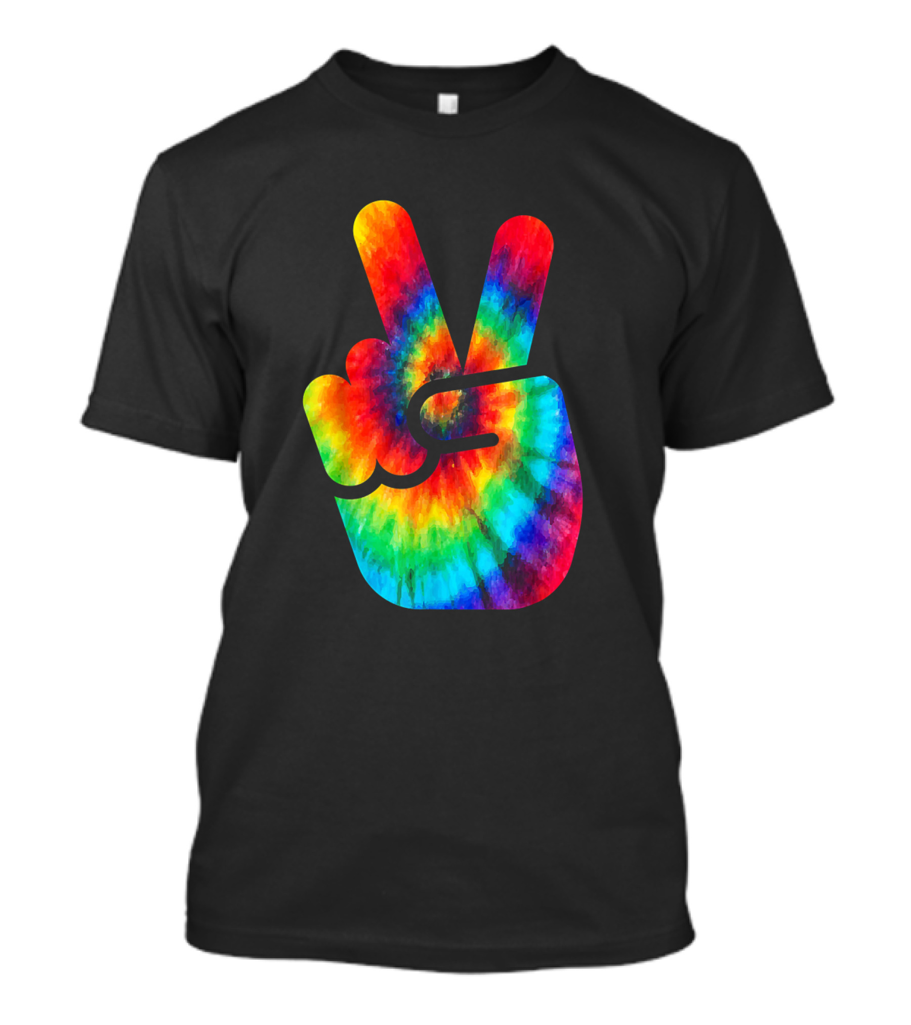 Peace Hand Symbol Rainbow Tie Dye T-Shirt