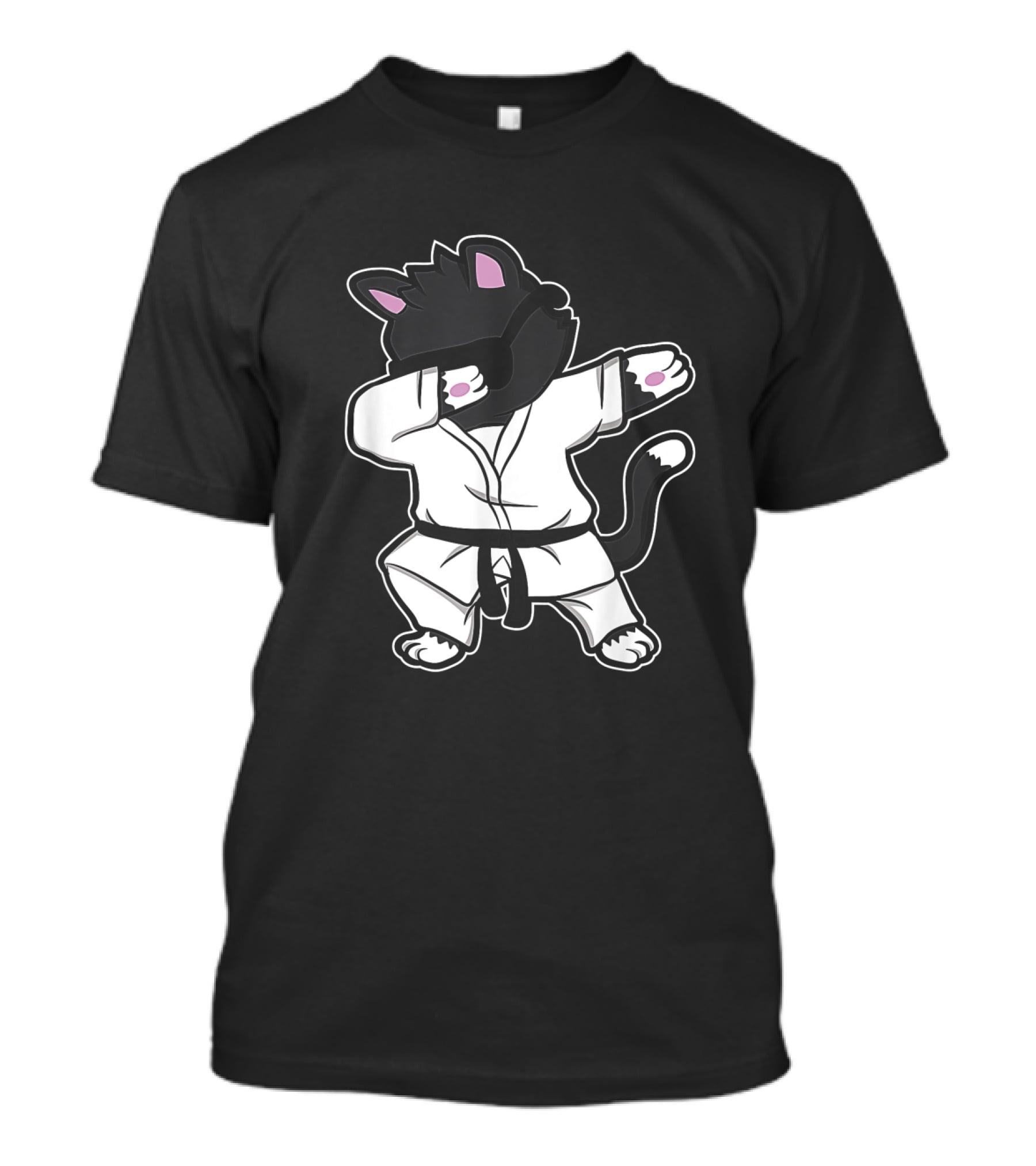 Karate Girls Love Funny Dabbing Karate Cat In Gi T-Shirt