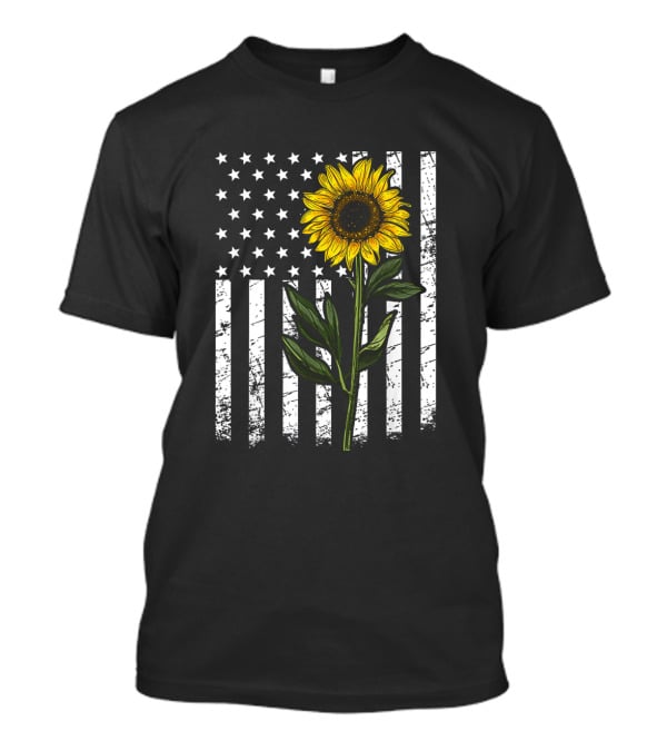 American Flag Sunflower Enthusiasts Patriotic T-Shirt