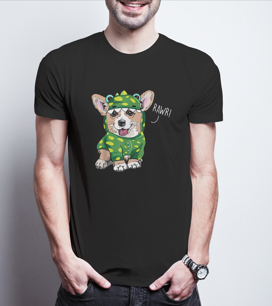 Rawr Welsh Corgi Dressed As Dinosaur Costume Rex T-Shirt