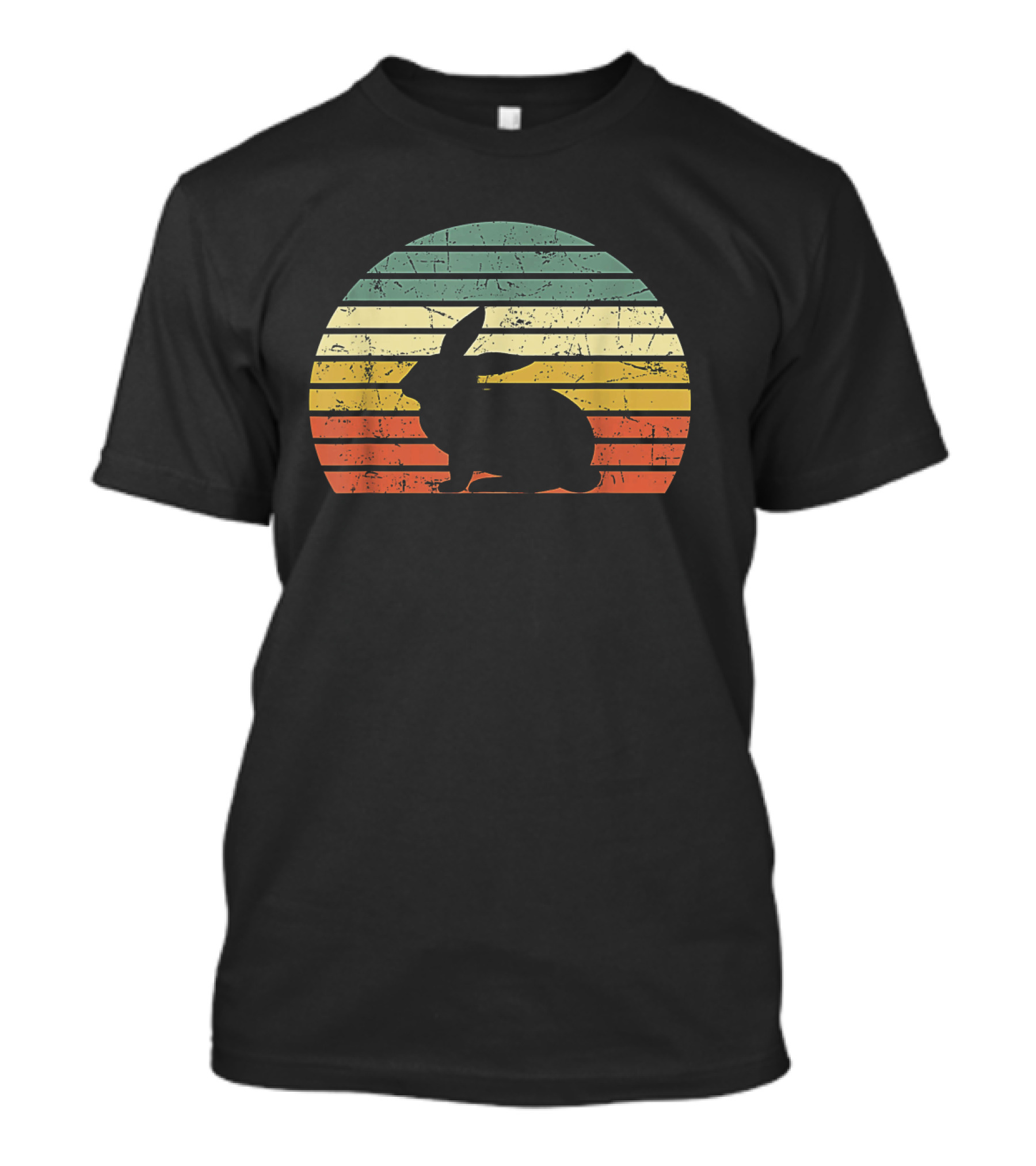 Retro Sunset Silhouette Rabbit Vintage 70s T-Shirt