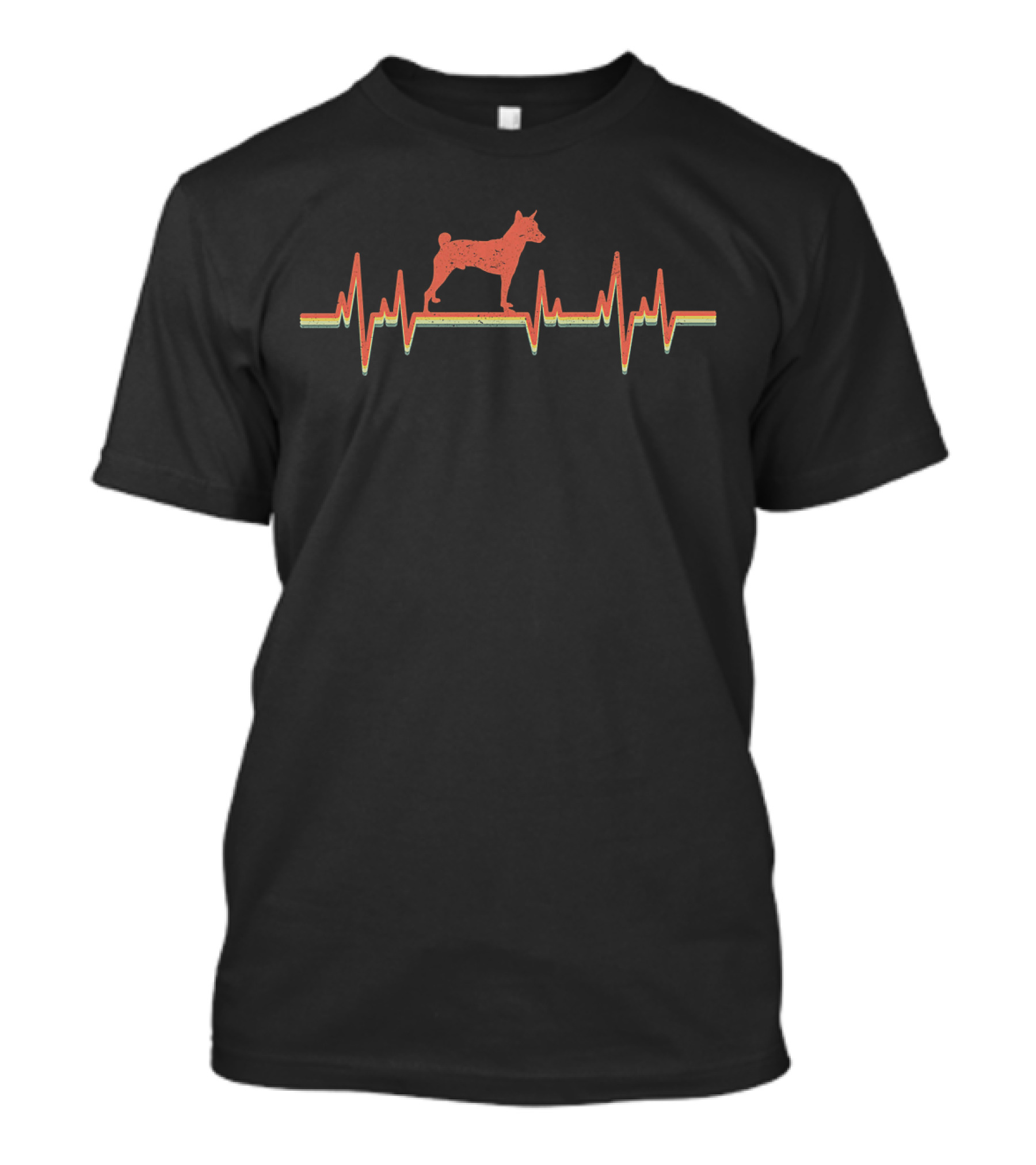 Basenji Heartbeat Vintage Style Graphic With Dog T-Shirt