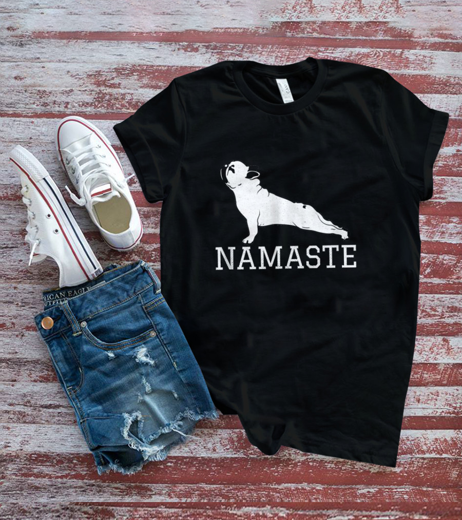 Namaste French Bulldog Yoga Pose Humor T-Shirt